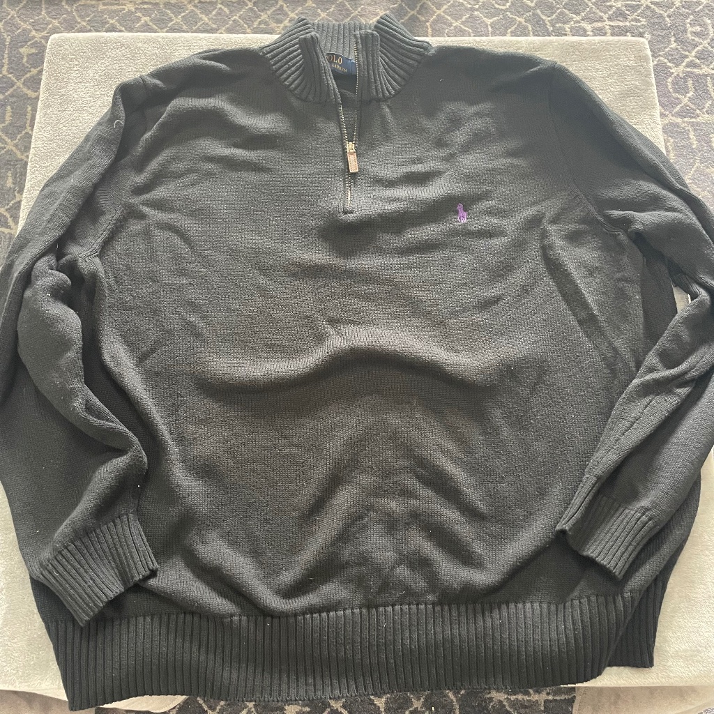 Polo Ralph Lauren Blue Label Men’s Black 1/4 Zip Sweater, Size 3xlt